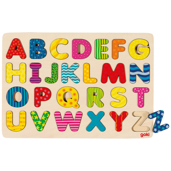 goki Alphabetpuzzle "Buchstaben von A bis Z" 57672 - Holzspielzeug Puzzle 26 Teile