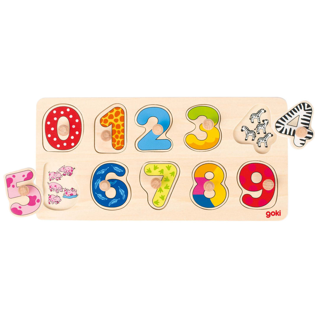 Holzspielzeug Puzzle 10 Teile goki Puzzle mit den Zahlen von 1 bis 10 57012 