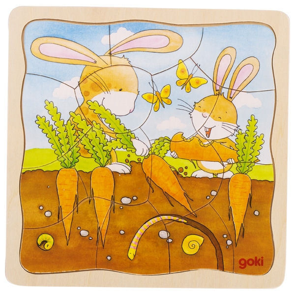 goki Schichtenpuzzle "Gemüsebeet" 57495 - Holzspielzeug Puzzle 53 Teile