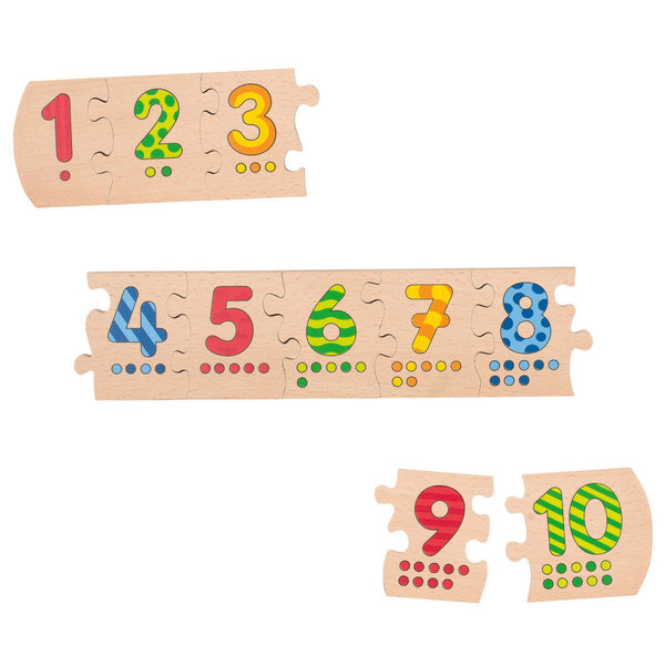 goki Puzzle mit den Zahlen von 1 bis 10 57012 - Holzspielzeug Puzzle 10 Teile