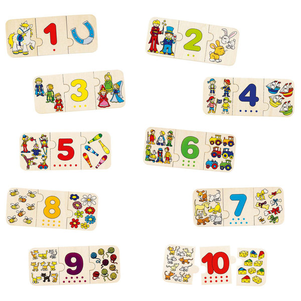 goki Puzzle Zählen und Zuordnen 57594 - Holzspielzeug Puzzle 30 Teile