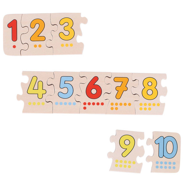 goki Puzzle mit den Zahlen von 1 bis 10 WB013 - Holzspielzeug Puzzle 10 Teile