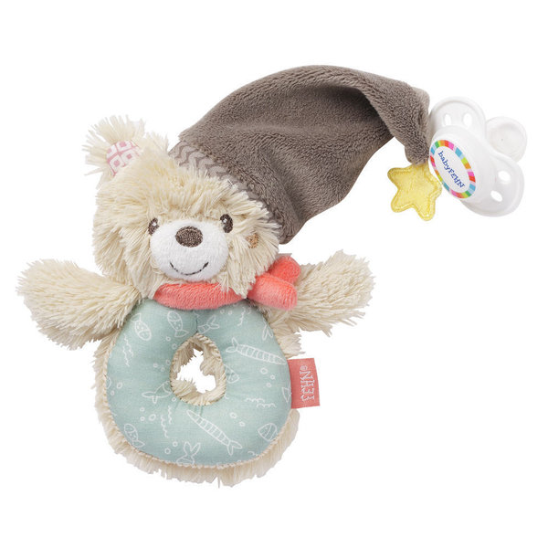 Fehn Bruno collection Soft Ring Rattle Bear 060164 - Fehn Bear Bruno Soft Ring Rattle 13cm