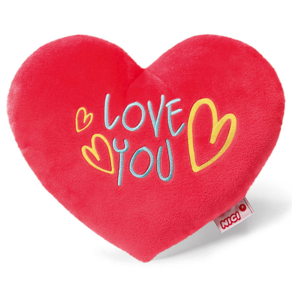 NICI Herzkissen "Love you" 40196 - NICI Plüschkissen Herz mit Botschaft - 25cm