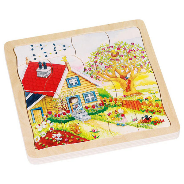 goki Schichtenpuzzle "Jahreszeiten" 57684 - Holzspielzeug Puzzle 54 Teile