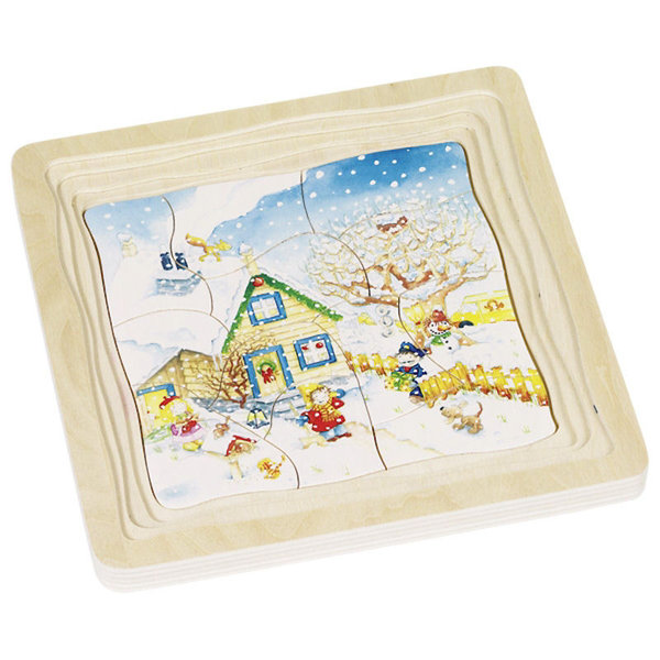 goki Schichtenpuzzle "Jahreszeiten" 57684 - Holzspielzeug Puzzle 54 Teile