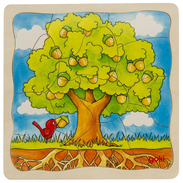 goki Schichtenpuzzle "Der Baum" 57522 - Holzspielzeug Puzzle 44 Teile