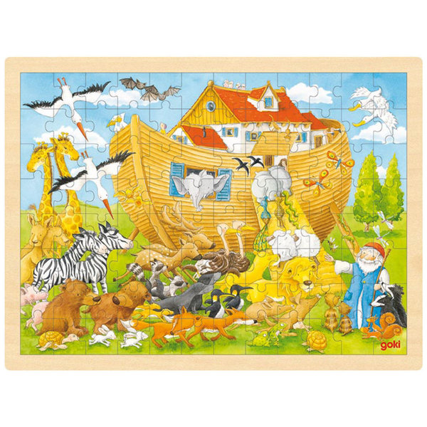 goki Einlegepuzzle "Einzug in die Arche Noah" 57535 - Holzspielzeug Puzzle 96 Teile