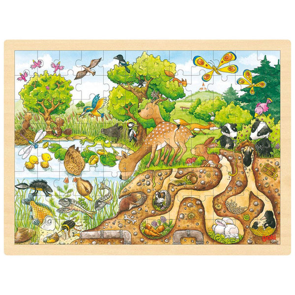 goki Einlegepuzzle "Erlebnis Natur" 57582 - Holzspielzeug Puzzle 96 Teile