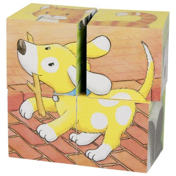 goki Würfelpuzzle Tierkinder II 57706 - Holzspielzeug Puzzle 4 Teile