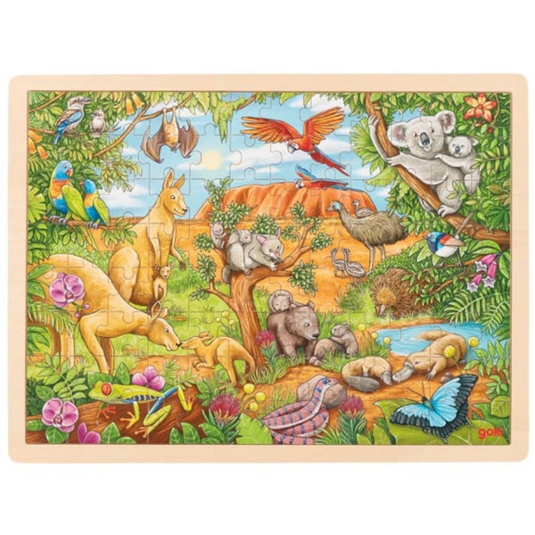 goki Einlegepuzzle "Australische Tierwelt" 57441 - Holzspielzeug Puzzle 96 Teile