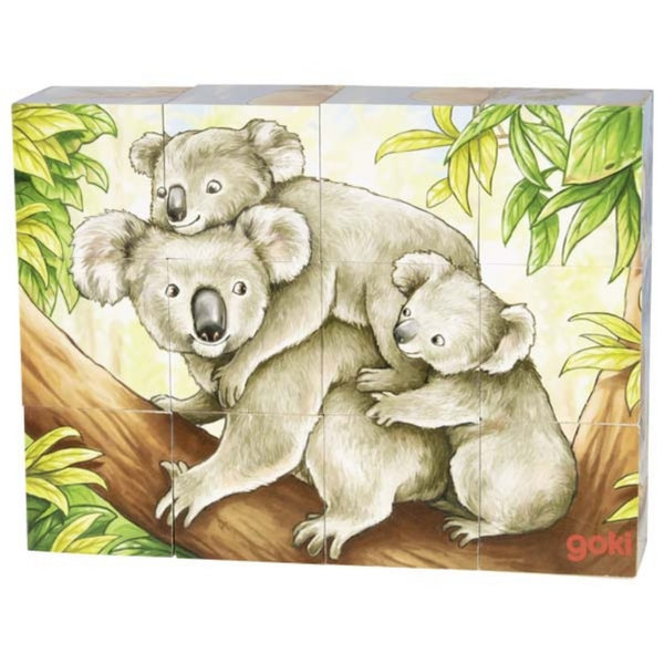 goki Würfelpuzzle Australische Tiere 57418 - Holzspielzeug Puzzle 12 Teile