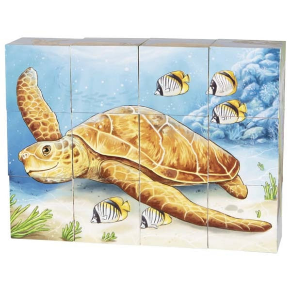 goki Würfelpuzzle Australische Tiere 57418 - Holzspielzeug Puzzle 12 Teile