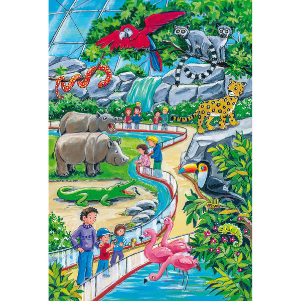 Schmidt Spiele Kinderpuzzle "Ein Tag im Zoo" 56218 - Schmidt Puzzle 3x24 Teile