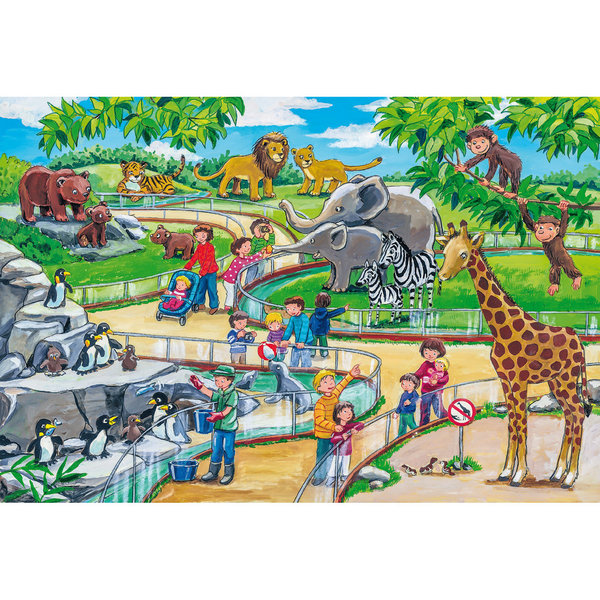 Schmidt Spiele Kinderpuzzle "Ein Tag im Zoo" 56218 - Schmidt Puzzle 3x24 Teile