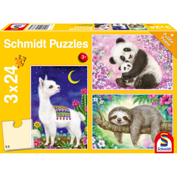 Schmidt Spiele Kinderpuzzle "Panda, Lama, Faultier" 56368 - Schmidt Puzzle 3x24 Teile