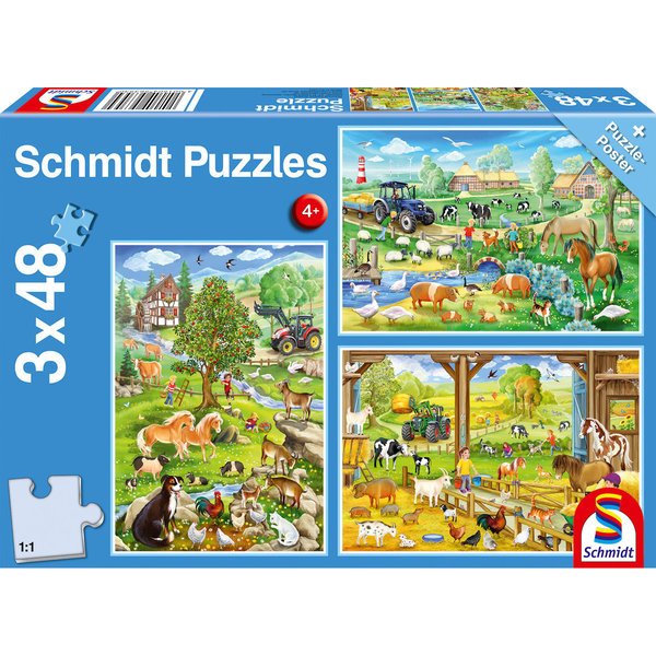 Schmidt Spiele Kinderpuzzle "Bauernhof" 56353 - Schmidt Puzzle 3x48 Teile