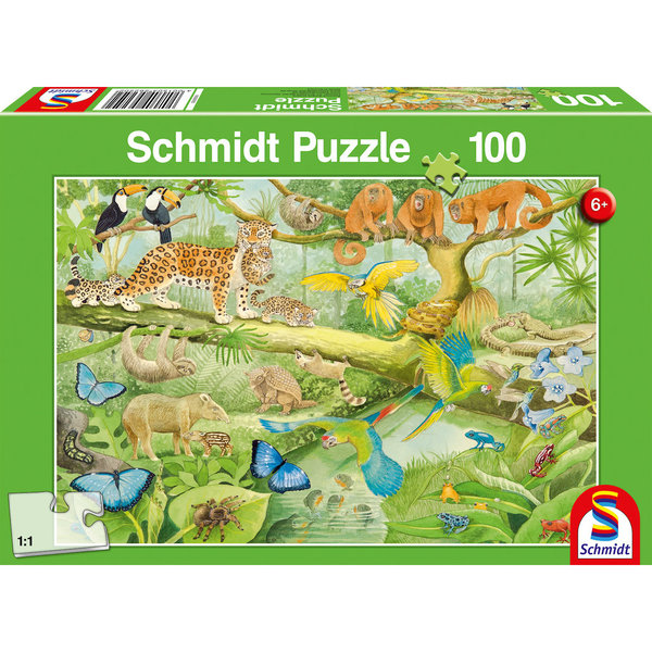 Schmidt Spiele Kinderpuzzle "Tiere im Regenwald" 56250 - Schmidt Puzzle 100 Teile