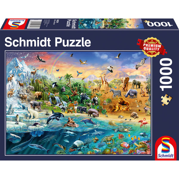 Schmidt Spiele Erwachsenenpuzzle "Die Welt der Tiere" 58324 - Schmidt Puzzle 1000 Teile