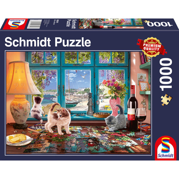 Schmidt Spiele Erwachsenenpuzzle "Am Puzzle-Tisch" 58344 - Schmidt Puzzle 1000 Teile